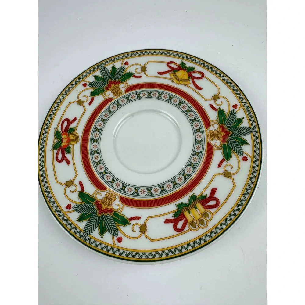 Hutschenreuther Germany Christmas Joy Teacup and Saucer Set Holiday Porcelain